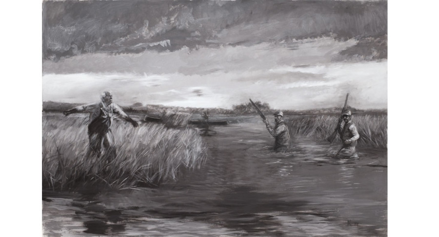 <i>Sunday in the Marsh</i>, 1987, By Manning Williams (American, 1939—2012) ; Acrylic and charcoal on paper; 51 x 75 inches; Gibbes Museum of Art; 2005.001.0003

