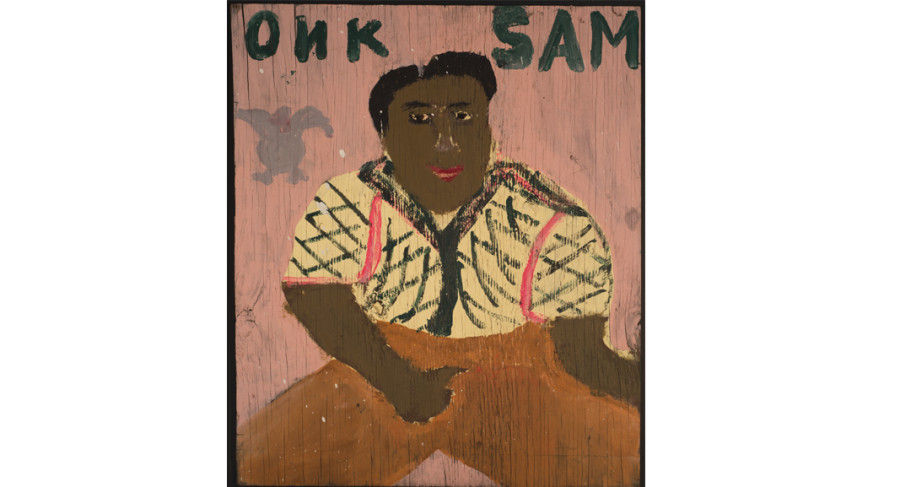 <i>Onk Sam (self-portrait)</i>, By Same Doyle (American, 1906-1985); House paint on wood panel; Gift of Mr. and Mrs. Charles L. Wyrick, Jr.; 2017.010.0003
