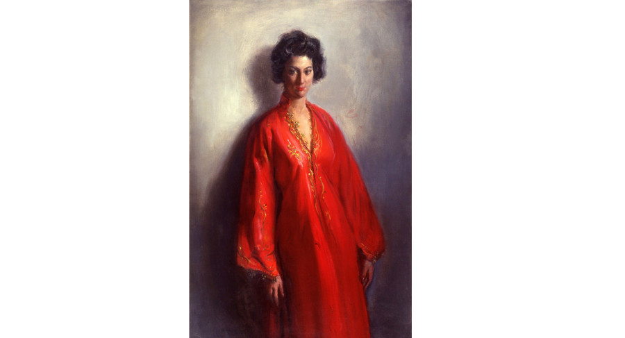 <i>Susan in Costume</i>, 1959, By Frank Mason (American, 1921—2009); Oil on canvas; 59 x 37 inches; Courtesy of the Estate of Frank Mason; P078