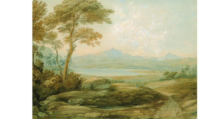 <i>Wales, Taquin Ferry, Snowdon from the Harlech</i>, 1819, By John Varley (British, 1778 - 1842); Watercolor on paper; Bequest of Mr. John H.D. Wigger; 2004.011.0015

