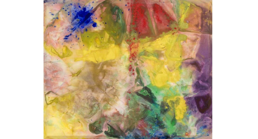 <i>Zoo Again</i>, 1972, by Sam Gilliam (American, b. 1933); Oil on raw canvas; 48 x 58 inches; Image © Sam Gilliam; Courtesy of Vibrant Vision Collection of Jonathan Green and Richard Weedman