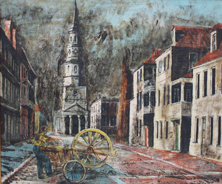 Church Street, Charleston, 1944, by Karl Zerbe (American, 1903 – 1972), encaustic on canvas, museum purchase, 2009.008