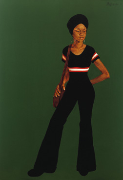Ms. Johnson (Estelle), 1972, by Barkley Hendricks (American, b. 1945), oil and acrylic on linen canvas, museum purchase with funds provided by the National Endowment for the Arts Living Artist Fund, 1974.006