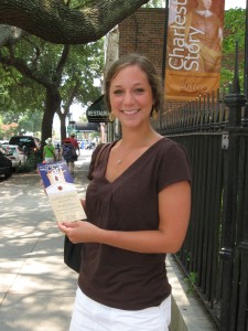 Laura Kovalsky, Gibbes Museum summer intern, en route to distribute museum rack cards.