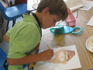 Gray paints a self-portrait in the style of Egyptian mummy portraits.
