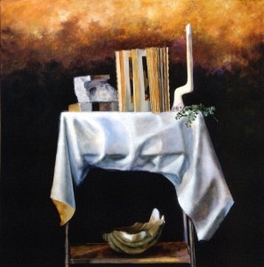 Still Life with Open Book, 1991, by Linda Fantuzzo