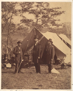 [President Abraham Lincoln, Major General John A. McClernand and E. J. Allen (Allan Pinkerton)], 1862, by Alexander Gardner (American, Glasgow, Scotland 1821–1882 Washington, D.C.)