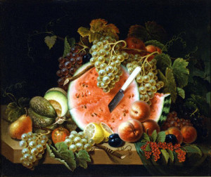 Still Life with Watermelon, ca. 1840s, by Thomas Wightman (American, 1811 - 1888)