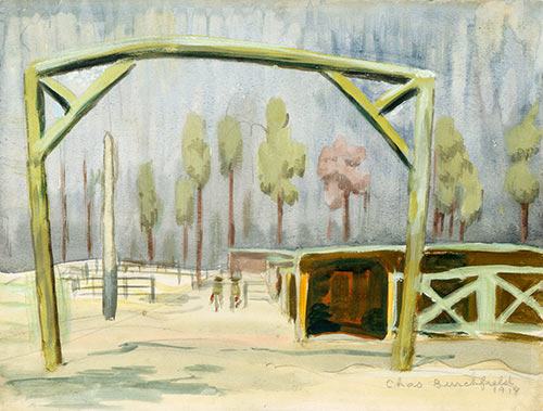 Gateway to Mule Stables [Camp Jackson, South Carolina], by Charles Burchfield (American, 1893–1967)