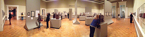 Visitors peruse the works of art in the Photography and the American Civil War exhibition