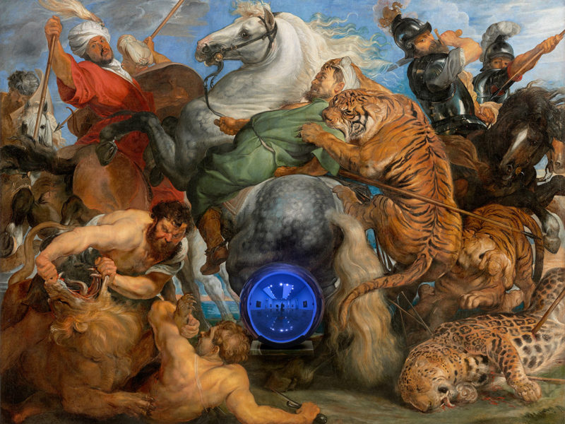 Gazing Ball (Rubens, Tiger Hunt), 2015, by Jeff Koons
