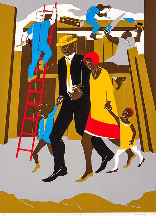 The Builders (Family), 1974, by Jacob Lawrence;
