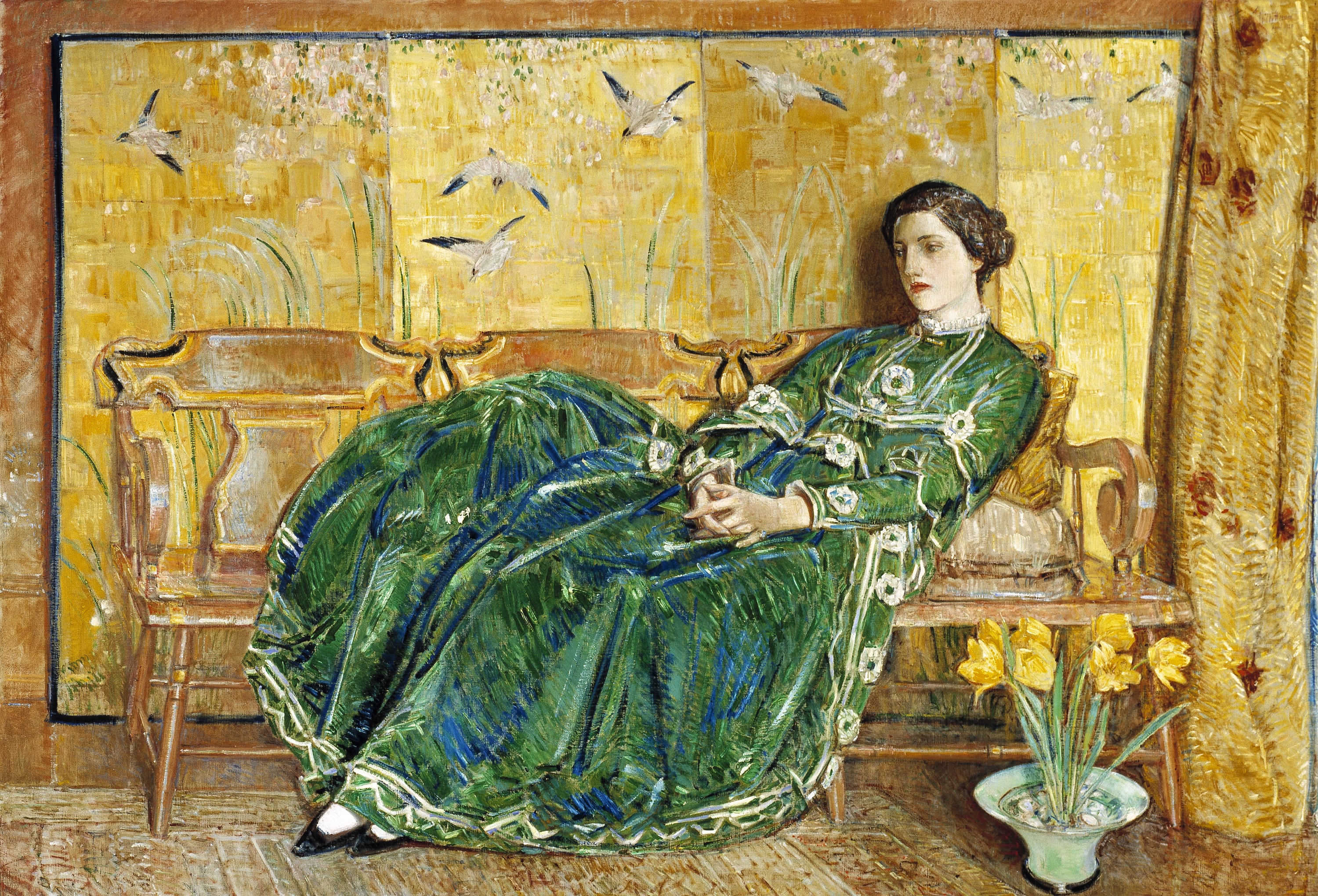 April (The Green Gown), 1920, by Childe Hassam (American, 1859 – 1935)
