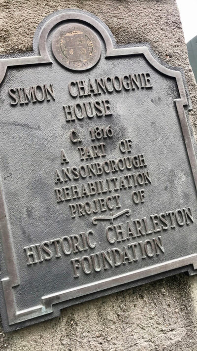 Historical plaque outside of the Chancognie House