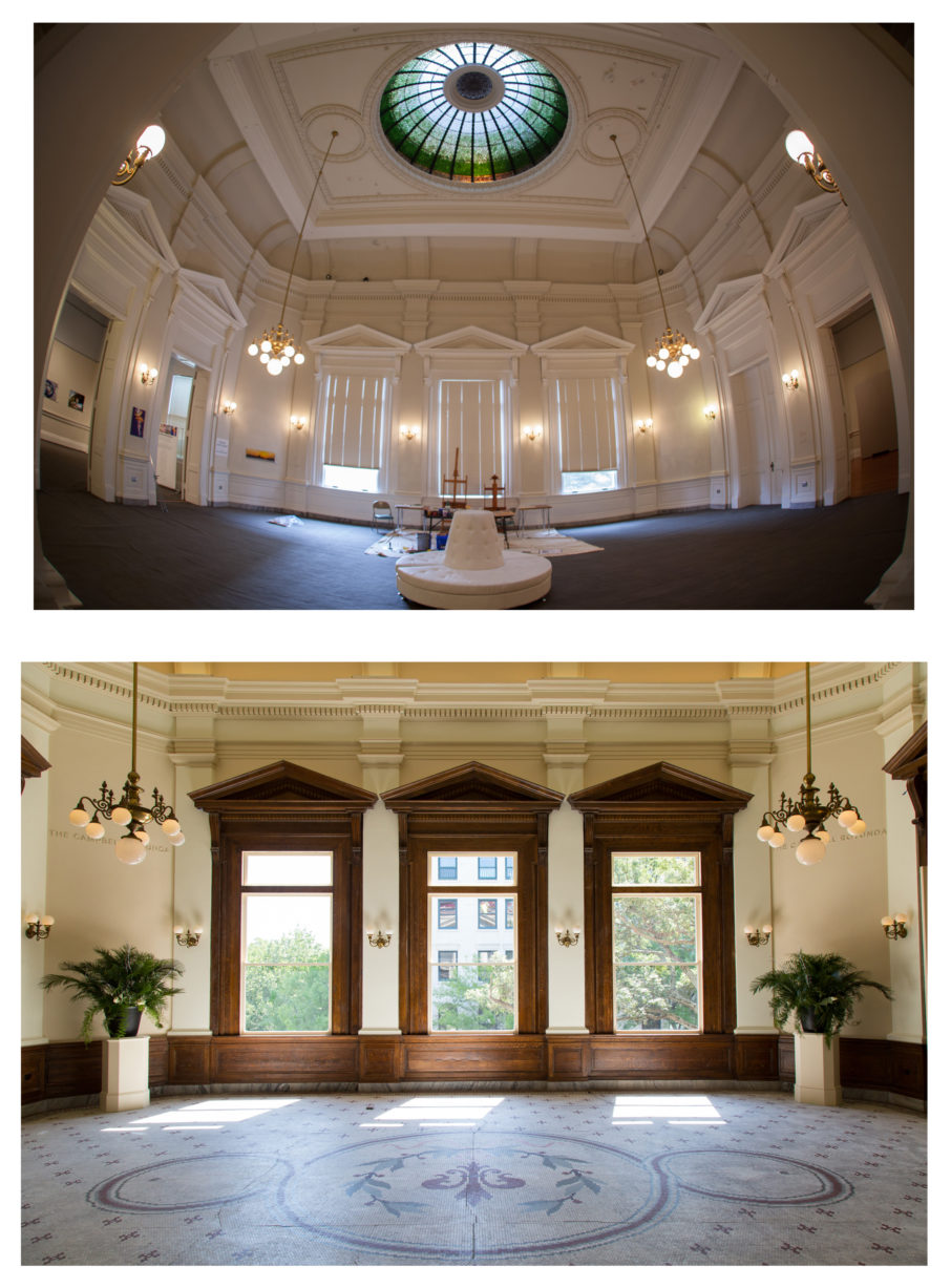 The Campbell Rotunda pre- and post-renovation. 