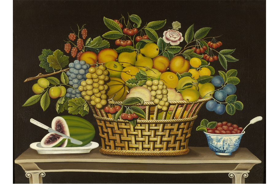  Still Life with Basket of Fruit, 1830–1850, by unidentified artist; oil on canvas; 30 x 36 1/8 inches; Courtesy of the Barbara L. Gordon Collection