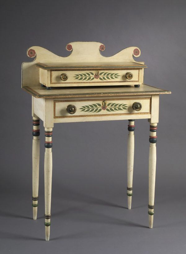 Dressing Table, 1835 – 1840, Unidentified artist; Basswood, white pine, maple, brass, and paint; 47 x 33 ¾ x 17 ¼ inches; Courtesy of the Barbara L. Gordon Collection