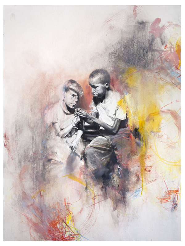 And Still I Love, 2017, by Charles Williams (American, b. 1984); crayon, acrylic, and oil on watercolor paper, 22 x 30 inches; Museum purchase
