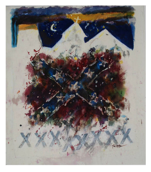 Requiem for Mother Emanuel #3, 2016, by Leo Twiggs (American, b. 1934), batik, 16 x 12 inches; Gift of John and Kay Bachmann