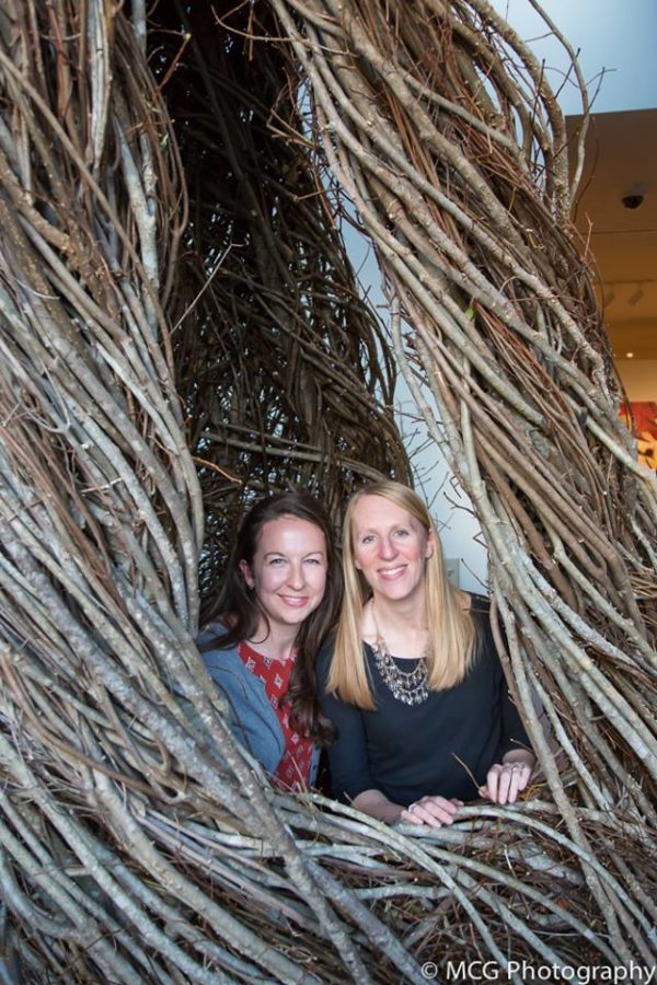 Amanda with Curator of Exhibitions Pam Wall enjoying Patrick Dougherty's Betwixt and Between, Amanda's favorite work in the Museum.