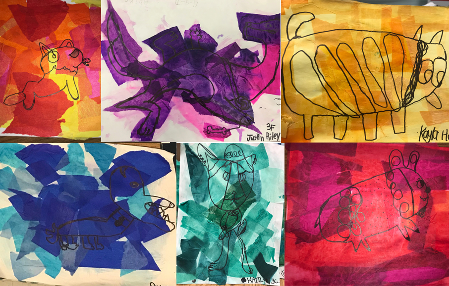 In a lesson that integrated the arts and reading, students studied how artists and authors use color and setting, respectively, to create a certain mood in their works. 