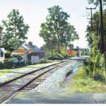 Line Street Railroad Crossing, 1991, By William McCulluough (American, b. 1948); Oil on canvas; 30 1/2 x 40 1/4 inches (framed); Museum purchase; 2001.025; Image courtesy of the Gibbes Museum of Art/Carolina Art Association