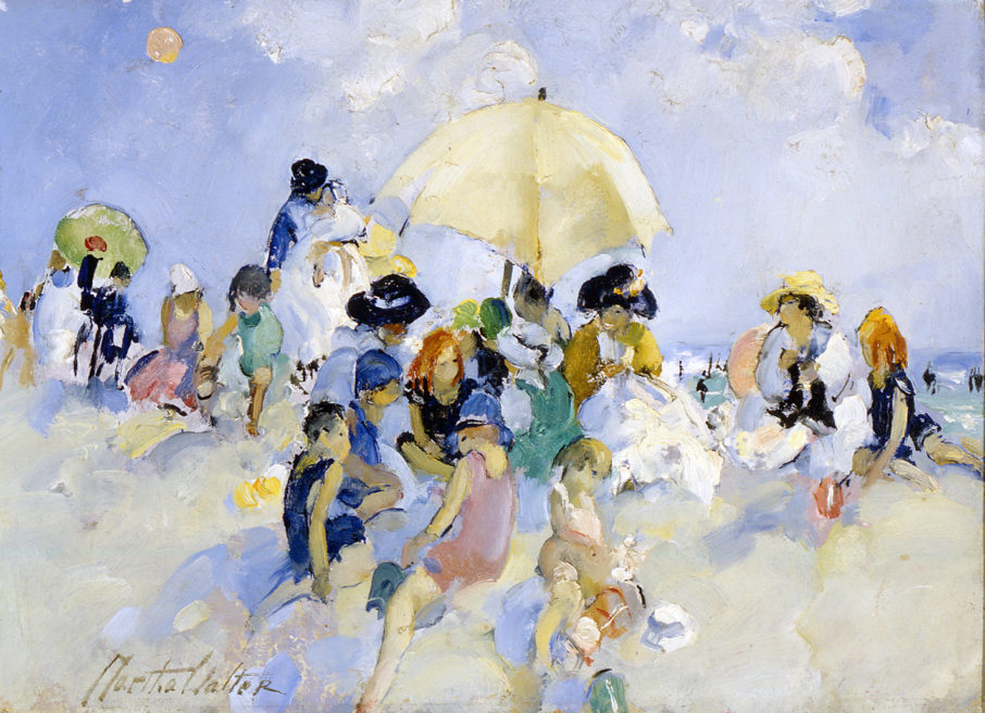 On the Beach, before 1930, By Martha Walter (American, 1875–1976); Oil on academy board; 20 1/8 x 25 1/4 inches (framed); Gift of Anna Heyward Taylor; 1955.008.0002